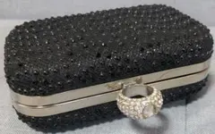 黒 ビーズ装飾 パーティーバッグ キラキラ キャバ ビジュー