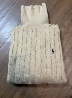 ポロ・ラルフ・ローレン ベージュ ハイネック セーター男女兼用 綿100％