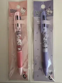3色ボールペン キティ クロミ ２本セット 赤黒青 サンリオ キャンドゥ
