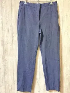 【美品】ZARA ザラ テクスチャー生地 テーパードパンツ ブルー Lサイズ