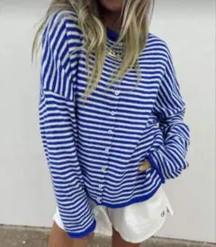 レディース服 冬服ストライプニットカーディガンXXSサイズ新品未使用！！！