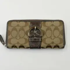 COACH コーチ 長財布 ラウンドジップ ソーホー シグネチャー ブラウン