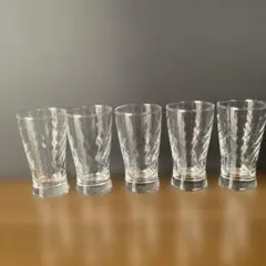 波模様ガラス飲料用グラス5個セット　冷酒グラス