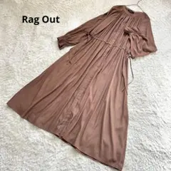 【RagOut】 新品　ブラウン スタンドカラー　シャツロングワンピース　L 春