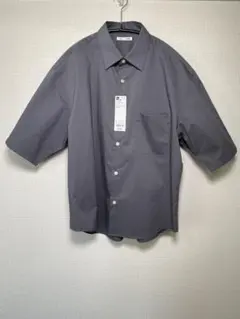 【新品タグ付】GU ブロードオーバーサイズシャツ(5分袖) グレー S