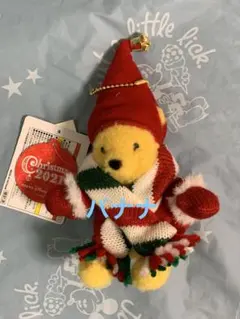 新品タグ付　くまのプーさん　リンリン　クリスマス　ぬいば　ぬいぐるみバッジ