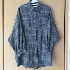 INGNI グレー系チェック柄長袖シャツ