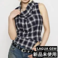 【新品未使用】LAGUA GEM CHECK DRAPE NECK トップスのサムネイル