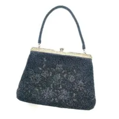 Y2409-207 ビーズ　パーティーバック　冠婚葬祭　ハンドバック　ブラック