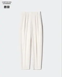 UNIQLO リネンブレンドバレルレッグパンツ M ホワイト イージーパンツ