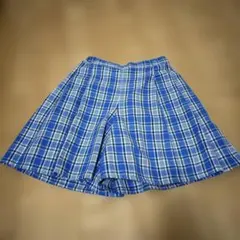 UNIQLO　キッズボトムス　青系チェック柄プリーツパンツ　キュロット150cm