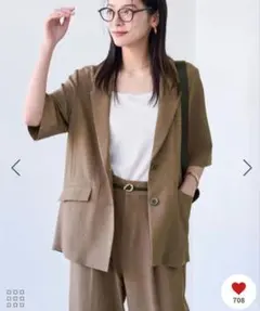 【美easy】リネンライクハーフスリーブジャケット【接触冷感/洗える】