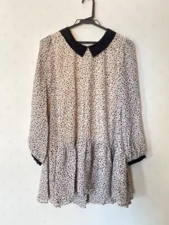 【LOWRYS FARM】ドット柄ワンピース　裏地付　Mサイズ