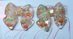 リボン型ピアス さくらんぼ