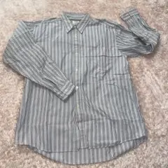 メンズストライプシャツ 長袖 カジュアルシャツ ブルー系