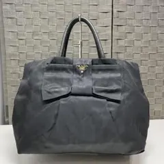 ア*サ様 PRADA リボン付きブラックトートバッグ