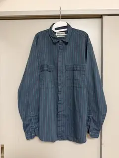 LEVIS ダークブルー グリーンストライプ 長袖シャツ　古着