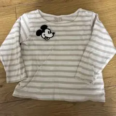 petit main キッズ ミッキー 長袖Tシャツ ボーダー 90cm
