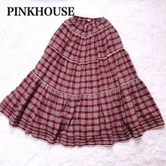 PINKHOUSE ピンクハウス チェック柄 刺繍 フリル ティアード スカート
