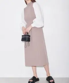 【タグ付き新品】FREE'S MART布帛ドッキングロングニットワンピース