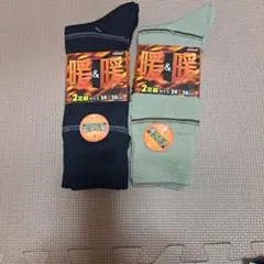 GUNZE 2足組ソックス 黒/カーキ 24-26cm