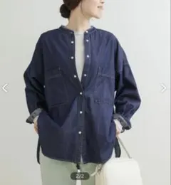 美品 アーバンリサーチ デニムバンドカラー シャツ ワンウォッシュ ジャケット