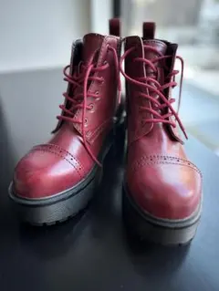 YOSUKE厚底レースアップブーツ／レッドブラウン