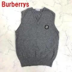A7300 バーバリーズ ニットベスト カシミヤ100 Vネック グレー M
