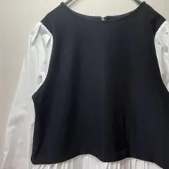 GU 新品タグ付 バイカラーロングワンピ 白黒 S