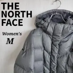 《美品》ザノースフェイス☆レディース　ロングダウンジャケット　M　グレー　ロゴ