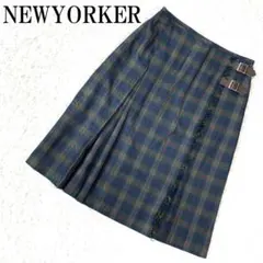 NEWYORKER 台形スカート ネイビー系チェック 9 B2101