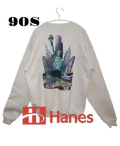 90sHanes ACTIVEWEAR長袖スウェットUSA製トレーナー白美品XL