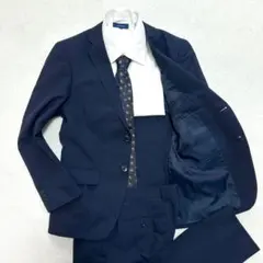 TOPVALU スーツ セットアップ ネイビー ストライプ 160cm 88Y3