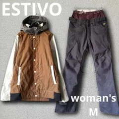 ESTIVO エスティボ スノーボードウェア 上下セット レディース M デニム