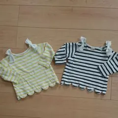 プティマイン★ボーダートップス2枚セット　90センチ