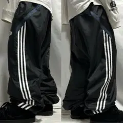 00s Adidas ナイロン トラックパンツ ドローコード 極太 Tech