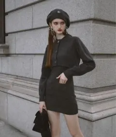 新品・未使用　ロゴボタンニットセットワンピース eimy