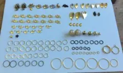 イヤリング用金具セット ゴールド・ブラック 鳥、葉、輪、いろいろ