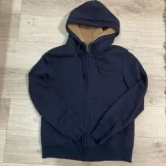 UNIQLOレディースMサイズネイビーフード付き裏ボアパーカー