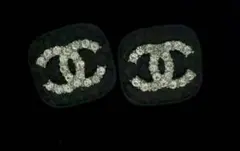 ヴィンテージ ピアス CC ロゴ ビジューピアス　 シルバー ロゴ