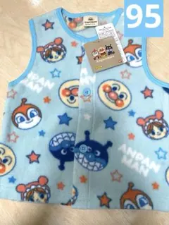 新品キャラクター☆アンパン☆総柄フリースあったかパジャマベスト95cm