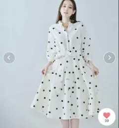 Audie a Muses シャツ風ドットワンピース　オーディアミューズ