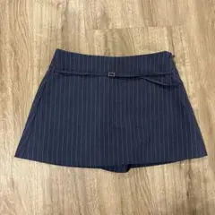 美品 ZARA 附腰帶短裙 XS 條紋