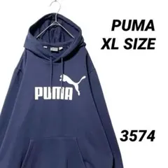 PUMA プーマ プルオーバーパーカー XL ネイビー ビッグロゴ