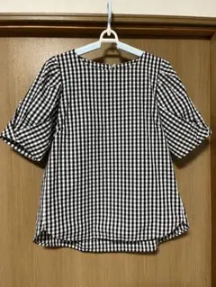 美品　ナノユニバース　タックスリーブ　プルオーバー　ブラウス　ギンガムチェック