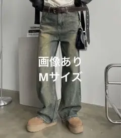 SHAGGIE オーロララインストーン付きヴィンテージルーズデニムパンツ M