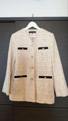 吉*！様 【未使用級】リフレクト ツイードジャケット Vノーカラー 金ボタン 1
