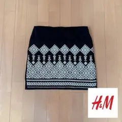 H&M エイチアンドエム レディース S ブラックミニスカート 刺繍 美品⭐︎