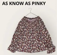 アズノゥアズピンキー　キャンディスリーブ花柄ブラウス　襟ギャザー　オーバーサイズ