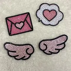 デコうちわ　パーツ　ハート　羽　ピンク